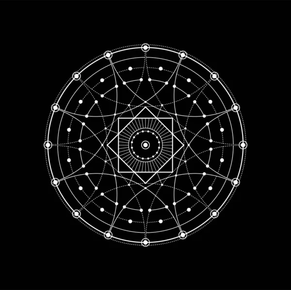 神聖な幾何学精神的な五角形や入れ墨 錬金術魔法のシンボル カルト宗教 精神的な神秘的なシンボル ヨガの謎の輪郭ベクトルパターン イルミナティの謎の幾何学的な装飾記号 — ストックベクタ