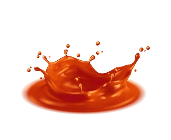 Corona Crown Caramel Splash Vector Liquid Candy Sauce Splashing Flying — Stock Vector