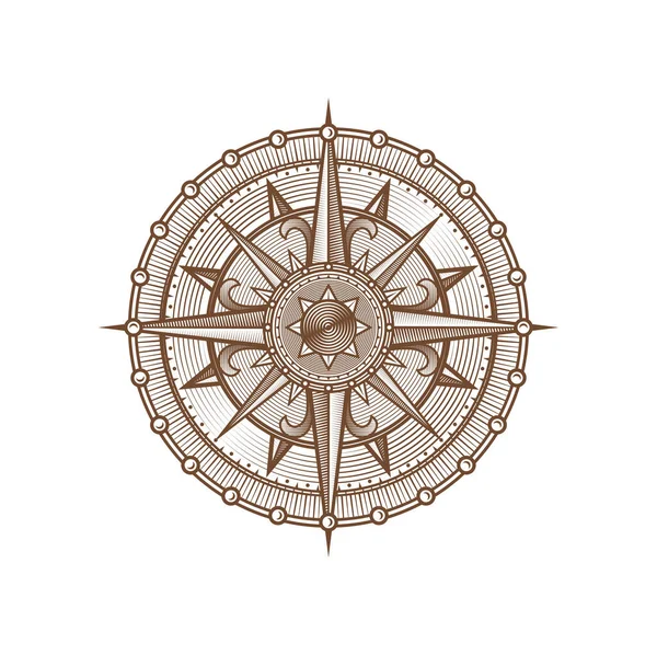 Vintage Kompas Wiatr Róża Średniowieczny Znak Nawigacji Morskiej Windroza Wektorowa — Wektor stockowy