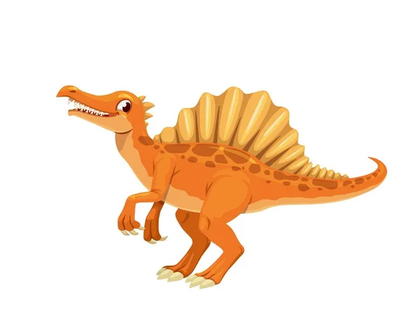Cartoon Spinosaurus Dinosaurus Charakter Prehistorická Ještěrka Izolovaný Vektor Veselá Osobnost — Stockový vektor