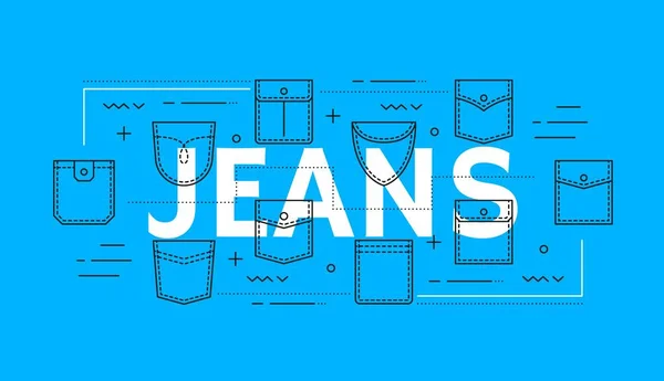 Jeans Denim Jacket Pockets Casual Work Clothes Denim Apparel Background — Stock Vector