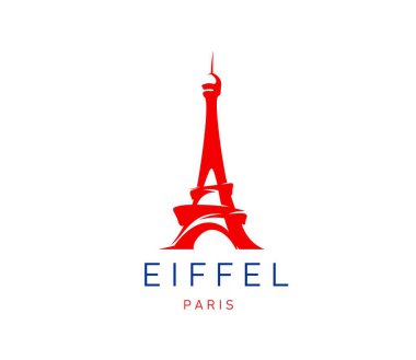 Paris Eyfel kulesi ikonu, Fransa seyahat ve turizm simgesi, vektör rozeti. Paris 'in Eyfel Kulesi ve Fransız kültürü, seyahat cazibesi ve gezi turu veya şirket ve moda tabelası