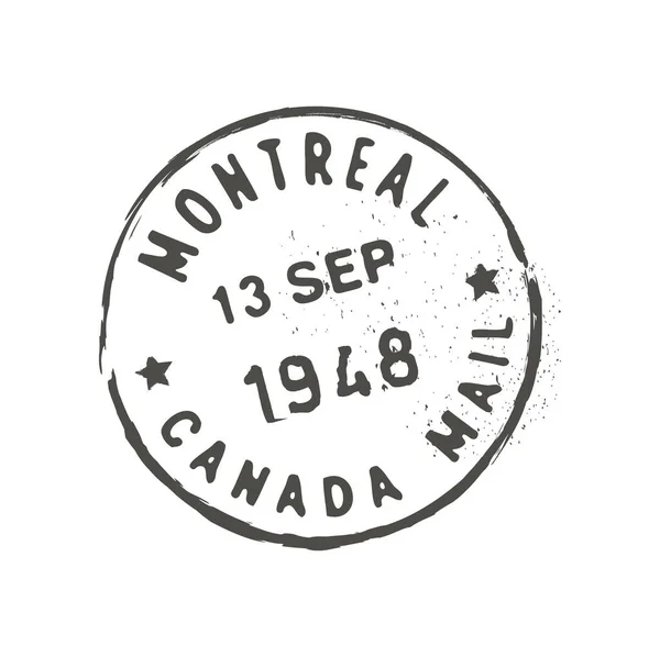Carimbo Postal Correio Montreal Canadian Cidade Carta Envelope Selo Entrega — Vetor de Stock