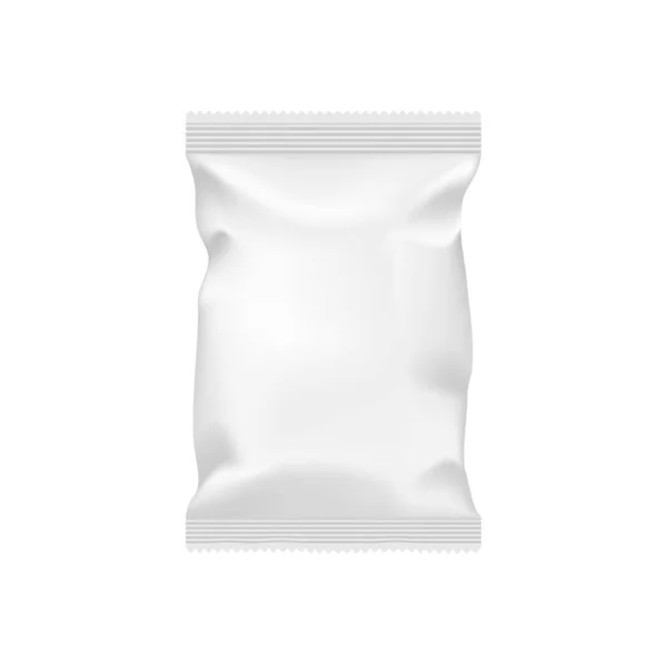 聚合物和纸包装及包装3D矢量模型 用于产品品牌 包装和展示的实际包装包 用于食品 化妆品或药物隔离物的空白枕头状包装 — 图库矢量图片