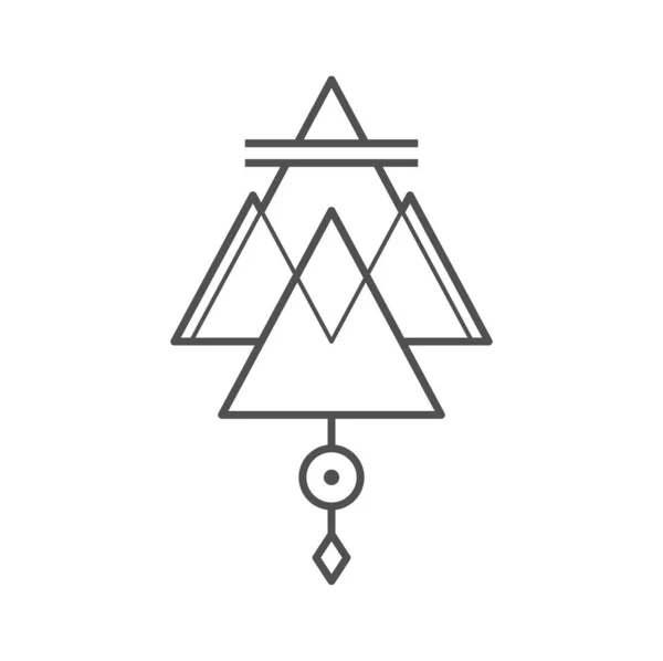 Geometrische Boho Tatoeage Mystiek Magisch Symbool Hipster Driehoek Dunne Lijn — Stockvector