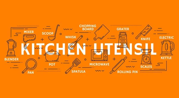 Cucinare Icone Utensile Infografica Utensili Cucina Elettrodomestici Sfondo Vettoriale Utensili — Vettoriale Stock