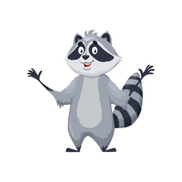 Raccoon Tecknad Karaktär Eller Söt Rolig Djur Vektor Tvättbjörn Med — Stock vektor