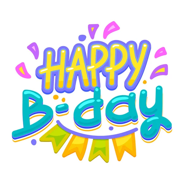 Ikona Happy Birthday Barevné Vektorové Písmo Vtipná Slavnostní Světlá Typografie — Stockový vektor