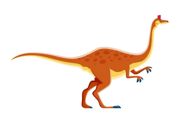 漫画の恐竜のキャラクター ジュラシックのペレクアニミムスかわいいディノ ベクトルの子供のおもちゃのトカゲ オルニトミモサウルス属のペレクアニミムス恐竜 絶滅した爬虫類と子供の面白い古生物学漫画動物 — ストックベクタ