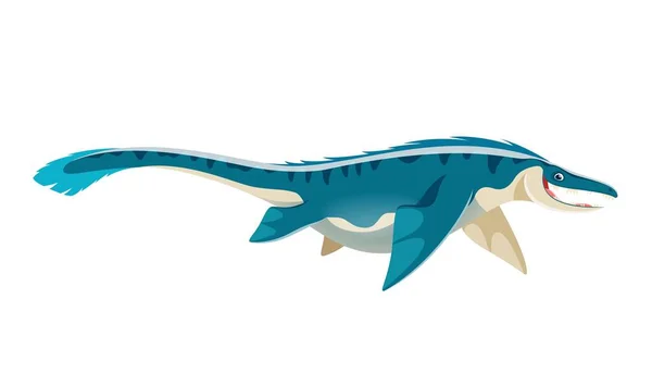 모사사우루스 캐릭터 원생대에 파충류 고립된 공룡의 귀여운 — 스톡 벡터