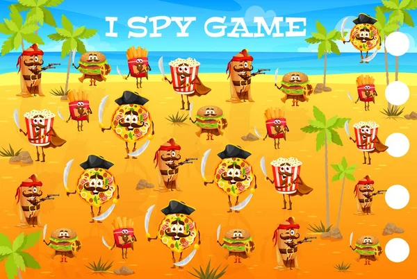 Spy Game Cartoon Captain Pirates Fastfood Characters Treasure Island Kids — Stock Vector
