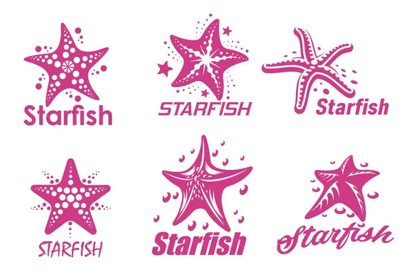 Starfish Icons Aquatic Life Sea Deep Ocean Bottom Creature Marine — Stock Vector