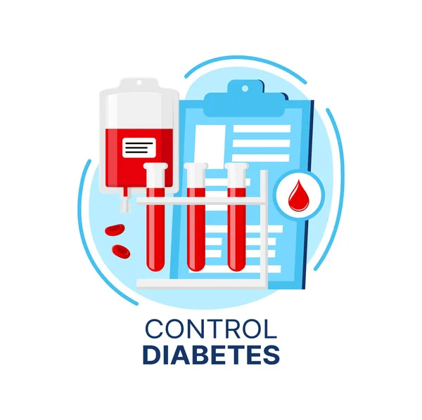 Піктограма Контролю Діабету Векторного Цукру Крові Або Рівня Глюкози Пробірки — стоковий вектор