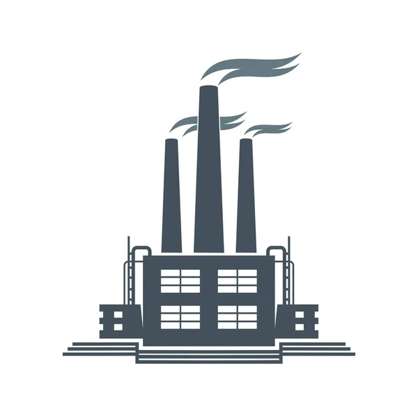 Ikona Továrny Komín Průmyslových Závodů Kouřem Vektorová Průmyslová Výstavba Těžby — Stockový vektor