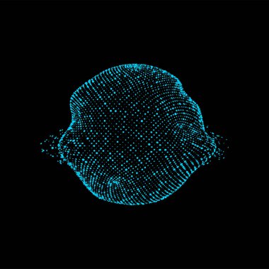 Fütürist küre şekli, minimal VR dijital ağ ağı, siber uzay ve tekno ağ bağlantısı. Noktaların vektör küresi, siber uzay perspektifi