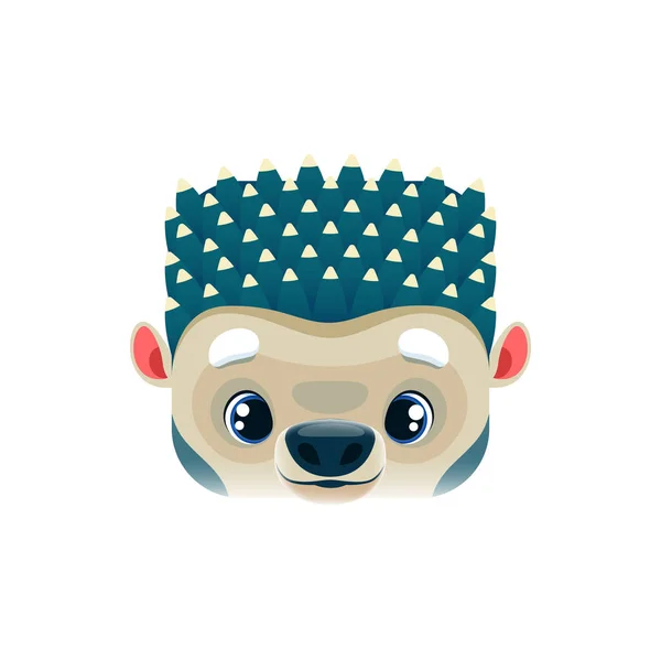 Hedgehog Cartoon Kawaii Square Animal Face Forest Urchin Isolated Vector — Stock Vector