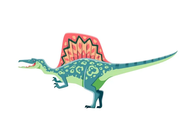 卡通龙龙恐龙的角色 灭绝怪物 史前恐龙或古代野生动物 侏罗纪爬行动物 古生物螺旋龙蜥蜴 有脊背驼背的矢量漫画家 — 图库矢量图片