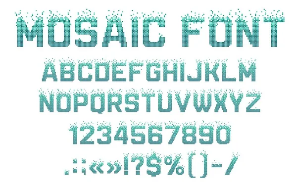 Mosaic Pixel Font Fision Typeface Halftone Type Pool Alphabet Letras — Archivo Imágenes Vectoriales