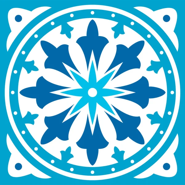 Moroccan Azulejo Tile Pattern Majolica Talavera Damask Ornament Lisbon Geometric — Stock Vector