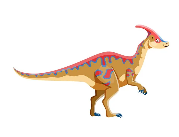 Çizgi Film Parasaurolophus Dinozor Karakteri Paleontoloji Hayvanı Jura Dönemi Dinozoru — Stok Vektör