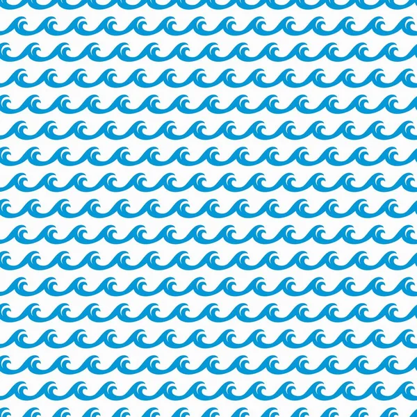 Havsvattenblå Vågor Sömlöst Mönster Sommar Och Nautiska Virvlande Tyg Tryck — Stock vektor