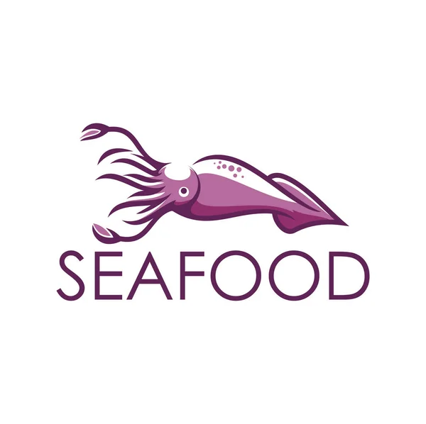 Squid Seafood Icon Sea Food Cuisine Restaurant Menu Sign Vector — Stock Vector