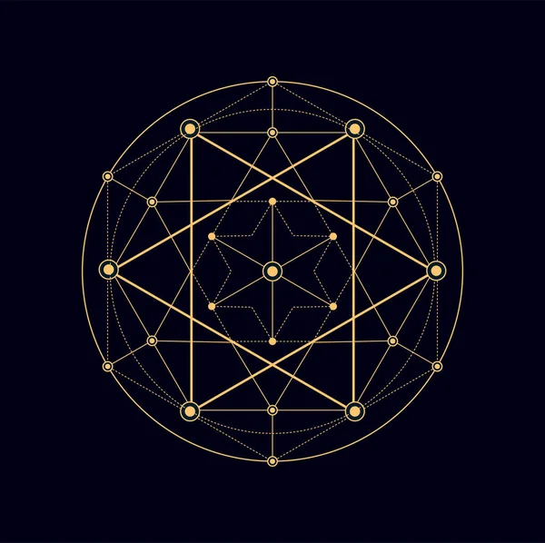 神話と瞑想五角形 民族の神秘的なシンボル 神秘的な部族の接続された形状 神聖な幾何学的密教記号 錬金術神秘的な図 — ストックベクタ