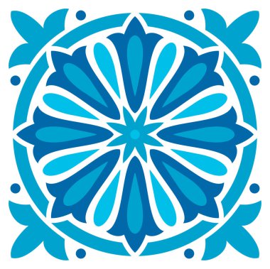 Fas, Portekiz, çiçek desenli eski fayanslar mozaiği. Damask Talavera. Çiçek mavisi dizayn, iç dekorasyon. Arabesk majolikası