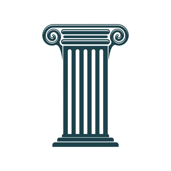 古希腊 罗马柱和柱子图标 律师事务所标志历史或艺术博物馆 法律或商业公司的矢量符号 带有古董基座 罗马古柱或柱子 — 图库矢量图片