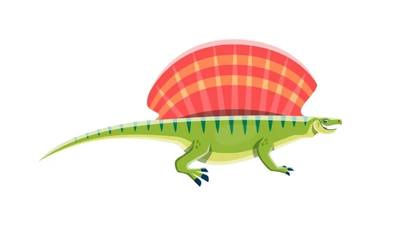 漫画恐竜Edaphosaurus ジュラ紀の恐竜のキャラクター ベクトルかわいい子供のおもちゃ絶滅トカゲ Edaphosaurid Synapsid種の漫画恐竜 子供の古生物学のためのEdaphosauridトカゲの爬虫類図 — ストックベクタ