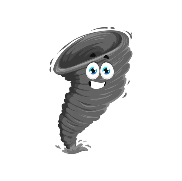Cartoon Tornado Character Funny Vector Storm Isolated Weather Hurricane Vortex — Stock Vector