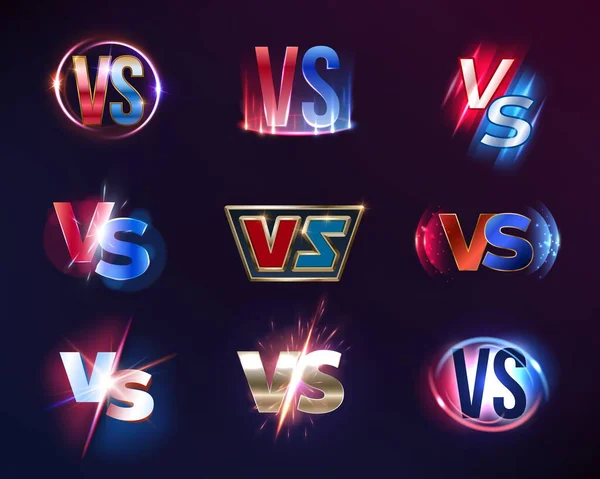 Символы Vector Game Sport Confrontation Set Blue Red Neon Glow — стоковый вектор