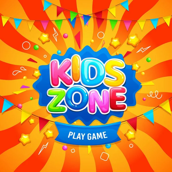 Kids Zone Hintergrund Für Lustiges Spiel Und Spiel Poster Vektorfarbenrahmen — Stockvektor