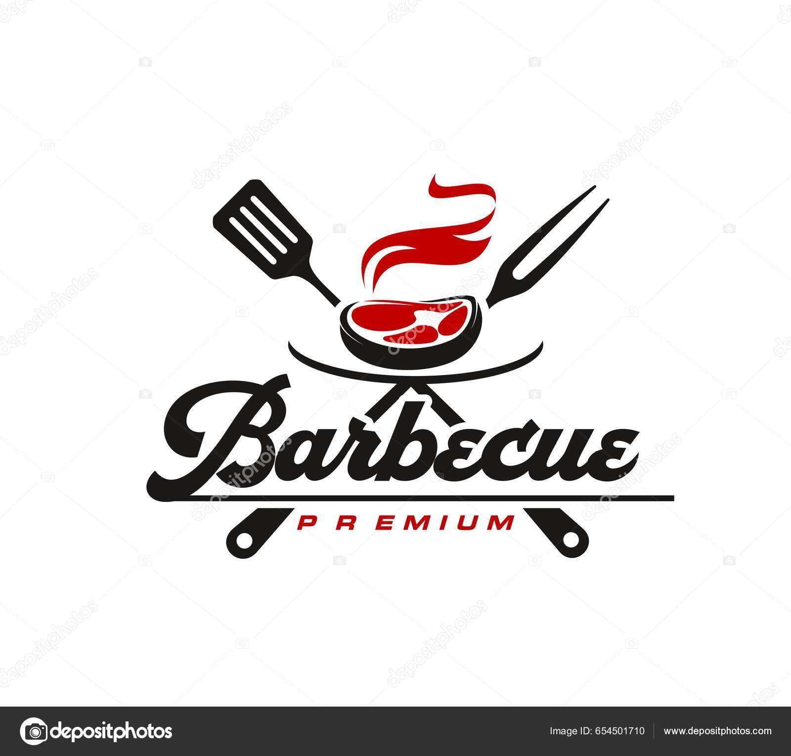 Spatule Et Fourchette À Barbecue. Logo Pour Le Barbecue, Partie De