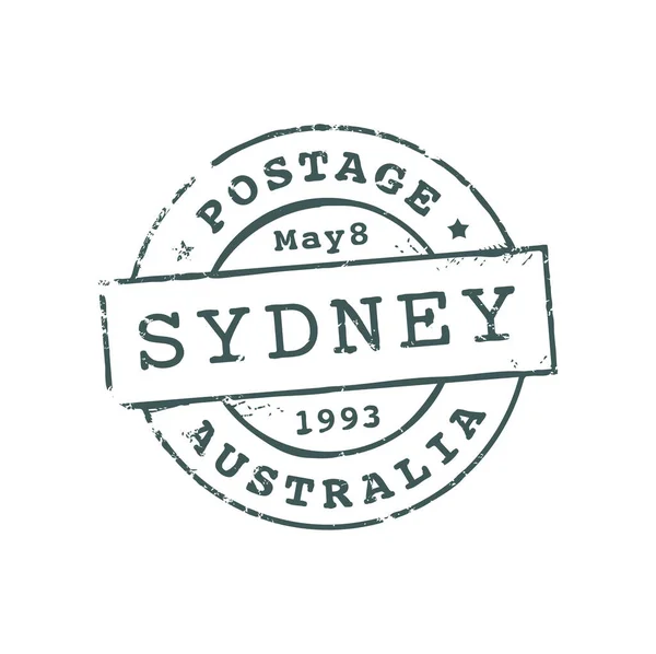 Austrália Sydney Postagem Selo Borracha Postal Vetor Vedação Redonda Com — Vetor de Stock
