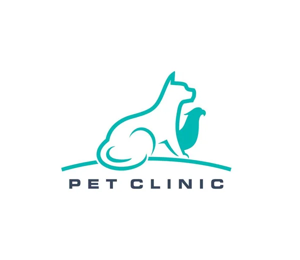 ペットクリニックのシンボル 獣医師のヘルプアイコン 国内動物医療サービス ペット獣医師病院や猫獣医院のベクトル記号 猫と獣医の練習のアイコン オウムのシルエット — ストックベクタ