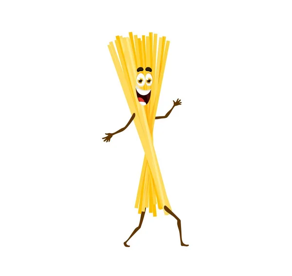 Cartoon Linguine Pasta Charakter Vereinzelte Vektor Spielerische Lebendige Spaghetti Food — Stockvektor