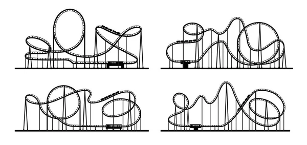 Roller Coaster Loop Sylwetka Rollercoaster Lub Przejażdżki Parku Rozrywki Tor — Wektor stockowy