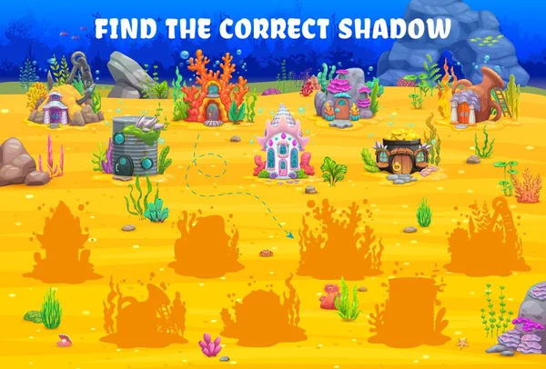 Find Correct Shadow Cartoon Fairytale Underwater House Buildings Similarity Search — Stock Vector