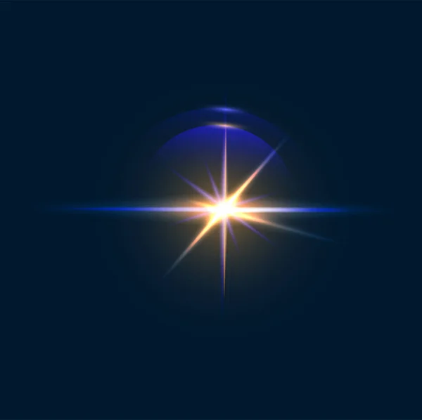 Bright Light Sparkle Flare Flash Effect Sun Magic Beam Sky — Stock Vector