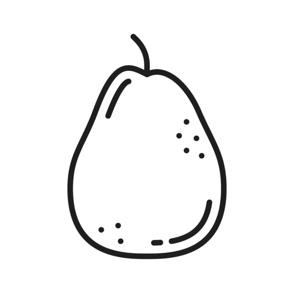 Guave Oder Birne Rohe Essbare Tropische Früchte Isoliert Linie Symbol — Stockvektor