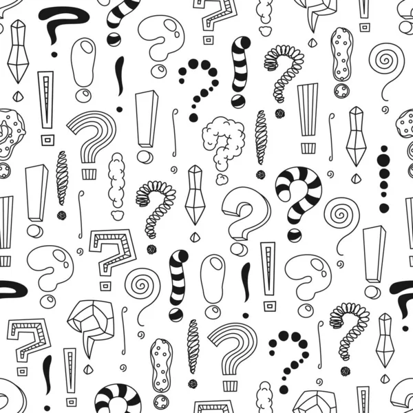 Doodle Exclamation Question Marks Seamless Pattern Fabric Wrapping Paper Vector — Stock Vector