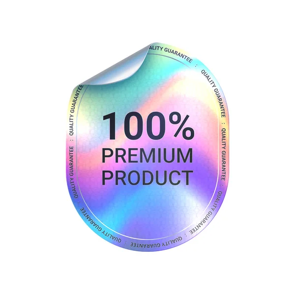 Produto Etiqueta Elipse Holograma Qualidade Premium Emblema Iridescente Certificado Oficial — Vetor de Stock