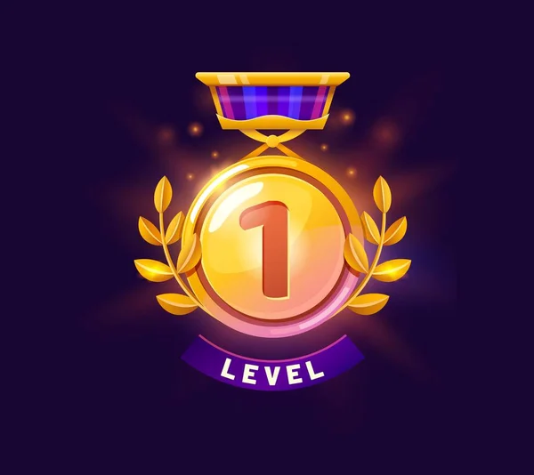 Game Level Badge Win Icon Arcade Success Rank Sign Game — Stock Vector