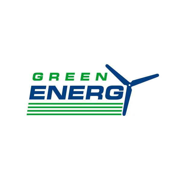 Turbina Eólica Símbolo Energia Limpa Verde Produção Sustentável Renovável Energia — Vetor de Stock