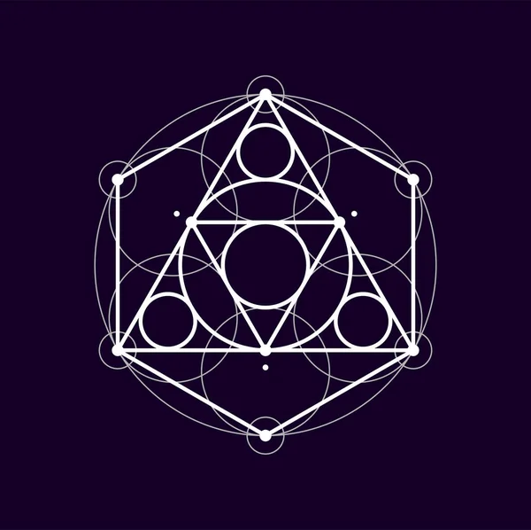 Alchemy Sacred Sign Isolated Geometric Boho Tattoo Icon Vector Mystery — Stock Vector