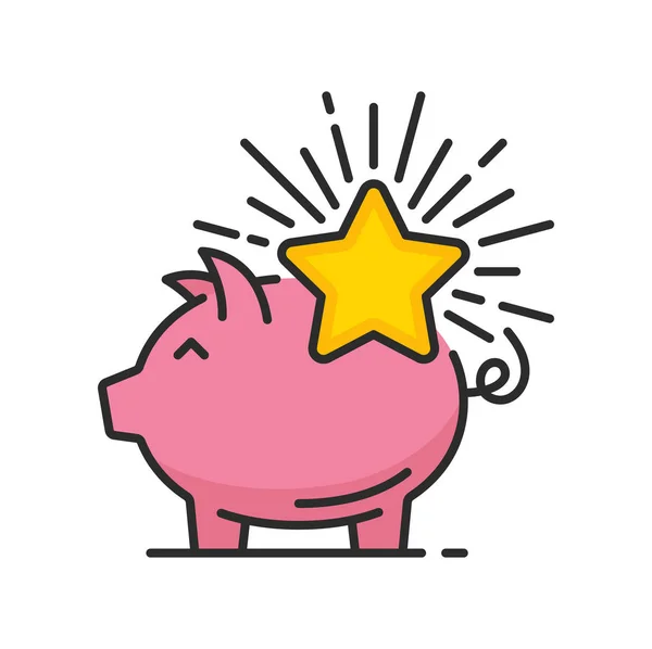 Piggy Bank Star Icon Bonus Points Benefits Reward Prize Customer — Stock Vector