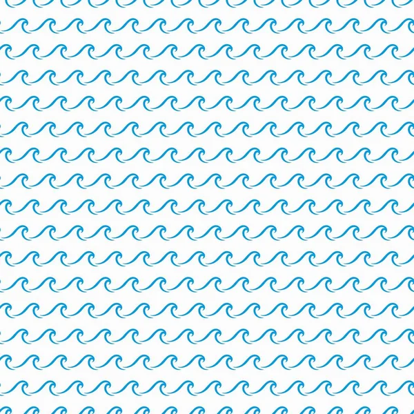 Sea Ocean Blue Waves Seamless Pattern Ocean River Stream Curly — Stock Vector