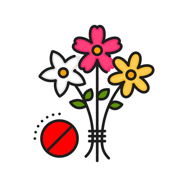 Blütenpollenallergie Farbe Linie Symbol Saisonale Atemwegsallergie Oder Atemprobleme Linienvektorpiktogramm Pflanzenpollenintoleranz — Stockvektor