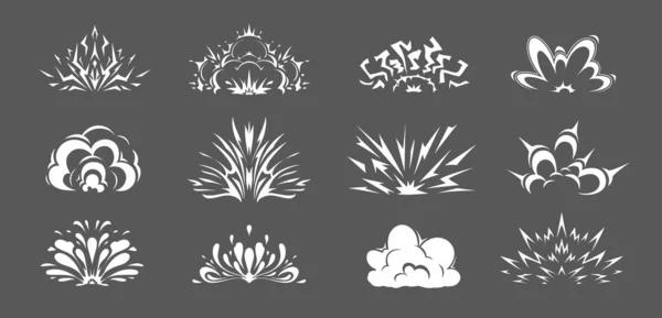 Explosión Bombas Dibujos Animados Nubes Cómicas Efectos Explosivos Iconos Explosivos — Archivo Imágenes Vectoriales